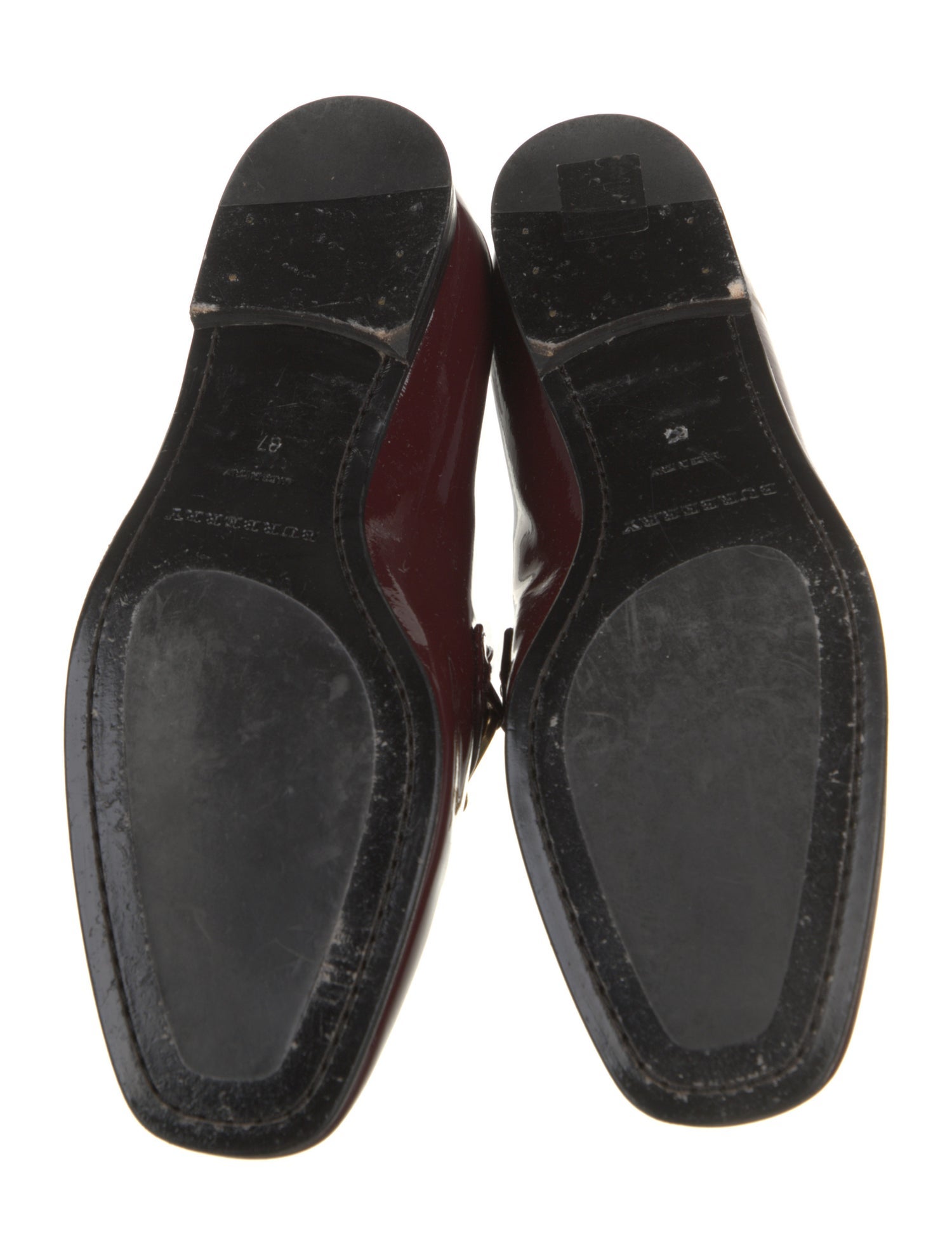 Burberry Patent Leather Chain-Link Accents Loafers